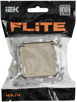 Розетка 1-м 16А С/У З/К со шторками с крышкой IP44 Б/К Шампань FLITE