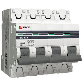 Автоматический выключатель 4P  1,6А (C) 4,5kA ВА 47-63 EKF PROxima