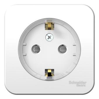 Розетка 1-м 16А О/У З/К со шторками с кольцом изолирующая пластина Белый Blanca