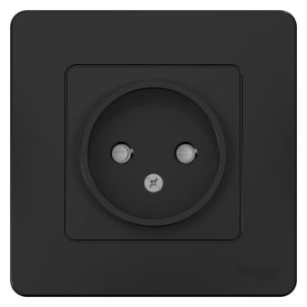 Розетка 1-м 16А С/У со шторками Антрацит Blanca