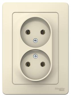 Розетка 2-м 16А С/У Молочный Blanca