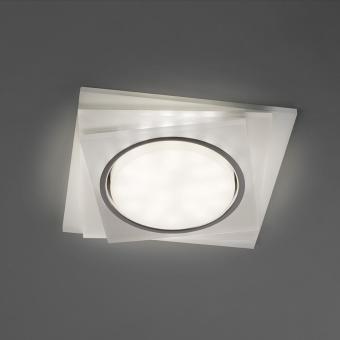 Светильник встраиваемый со светодиодной подсветкой 20LED*2835 SMD 4000K, 15W GX53, без лампы, матовый, хром, CD5023 квадрат с драйвером в комплекте