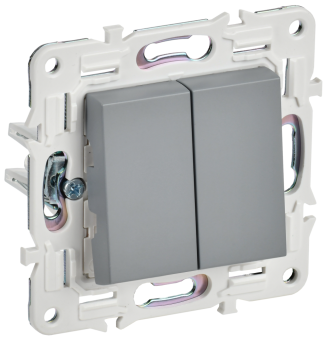 Выключатель 2-кл 10А С/У Серый Skandy