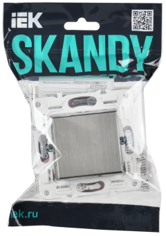 Переключатель 1-кл 10А C/У проходной Металл Никель Skandy