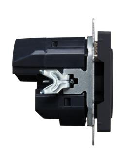 Розетка 1-м 16А С/У З/К со шторками+USB A+С 18Вт Графит Brite