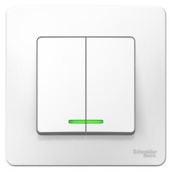Выключатель 2-кл 10А С/У с индикатором Белый Blanca