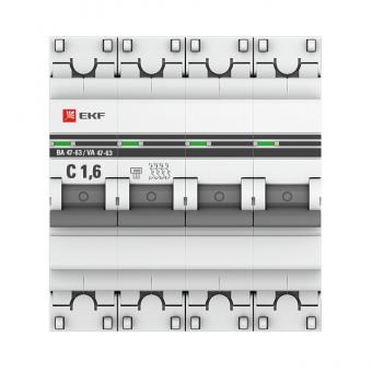 Автоматический выключатель 4P  1,6А (C) 4,5kA ВА 47-63 EKF PROxima