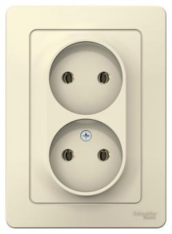 Розетка 2-м 16А С/У Молочный Blanca