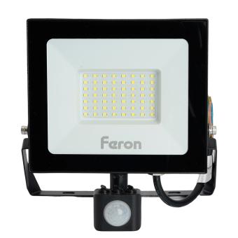 Прожектор светодиодный с датчиком движения 50W 6400K 230V черный IP44, LL-908