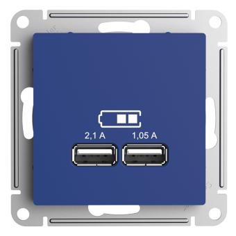 Розетка USB A+A, 5В/2,1 А, 2х5В/1,05 А Аквамарин ATLASDESIGN