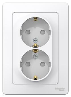 Розетка 2-м 16А С/У З/К со шторками Белый Blanca