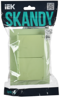Розетка 2-м 16А С/У З/К с крышкой IP44 в сборе Мятный Skandy