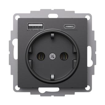 Розетка USB A+C, 5В/2,4А/3,0А, 2х5В/1,5А Базальт ATLASDESIGN