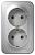 Розетка 2-м 16А О/У З/К изолирующая пластина Алюминий Blanca