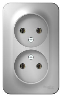 Розетка 2-м 16А О/У изолирующие пластины Алюминий Blanca