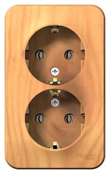 Розетка 2-м 16А О/У З/К изолирующая пластина Ясень Blanca