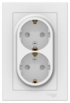 Розетка 2-м 16А С/У З/К со штор.в сборе с рамкой Лотос AtlasDesign