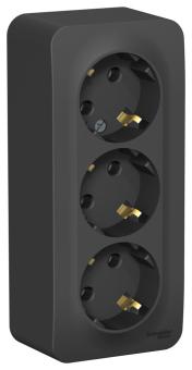 Розетка 3-м 16А О/У З/К изолирующая пластина Антрацит Blanca