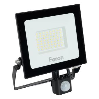 Прожектор светодиодный с датчиком движения 50W 6400K 230V черный IP44, LL-908