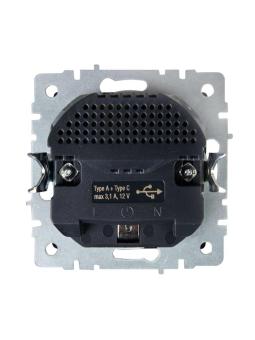 Розетка 1-м 16А С/У З/К со шторками+USB A+С 18Вт Сталь Brite