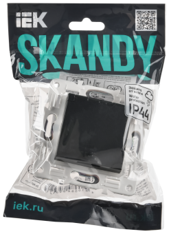 Розетка 1-м 16А С/У З/К со шторками с крышкой IP44 Черный Skandy