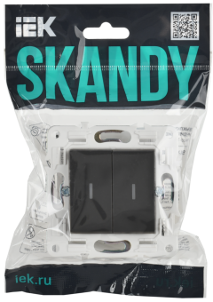 Переключатель 2-кл 10А C/У проходной с индикатором Графит Skandy