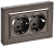 Розетка 2-м 16А С/У З/К плоская в сборе Темная Бронза Brite