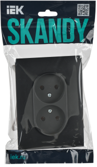 Розетка 2-м 10А С/У в сборе Графит Skandy