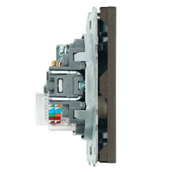 Розетка TV антенна + RJ-45 С/У Антрацит Эмили