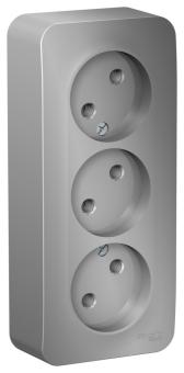 Розетка 3-м 16А О/У изолирующая пластина Алюминий Blanca