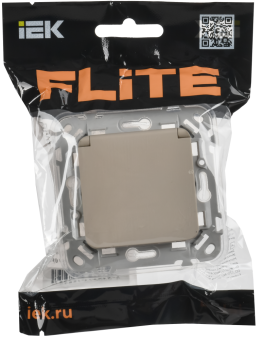 Розетка 1-м 16А С/У З/К со шторками с крышкой IP44 Б/К Льняной FLITE