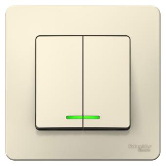 Выключатель 2-кл 10А С/У с индикатором Молочный Blanca