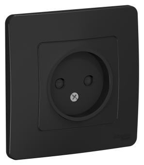 Розетка 1-м 16А С/У со шторками Антрацит Blanca