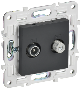 Розетка TV антенна + SAT С/У Графит Skandy