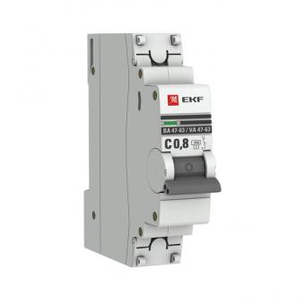 Автоматический выключатель 1P  0,8А (C) 4,5kA ВА 47-63 EKF PROxima
