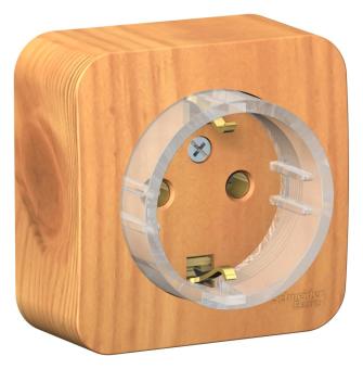 Розетка 1-м 16А О/У З/К с кольцом изолирующая пластина Ясень Blanca