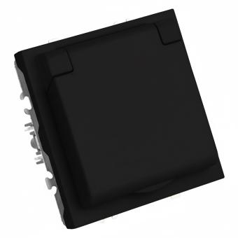Розетка 1-м 16А С/У З/К со шторками с крышкой IP42 Черный уголь Эмили