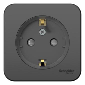 Розетка 1-м 16А О/У З/К со шторками изолирующая пластина Антрацит Blanca