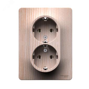 Розетка 2-м 16А С/У З/К в сборе с рамкой Сосна Glossa