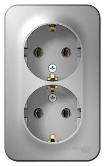 Розетка 2-м 16А О/У З/К изолирующая пластина Алюминий Blanca