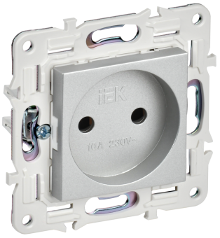 Розетка 1-м 10А С/У Серебряный Skandy