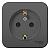 Розетка 1-м 16А О/У З/К со шторками изолирующая пластина Антрацит Blanca