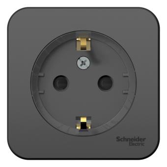 Розетка 1-м 16А О/У З/К со шторками изолирующая пластина Антрацит Blanca