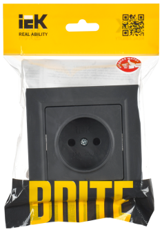 Розетка 1-м 10А С/У в сборе Графит Brite
