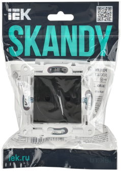 Розетка 1-м 10А С/У со шторками Черный Skandy