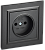 Розетка 1-м 10А С/У в сборе Черный Brite