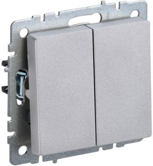 Выключатель 2-кл 10А С/У Алюминий Brite
