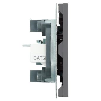 Розетка TV антенна + RJ-45 С/У Платиново-серый Эмили