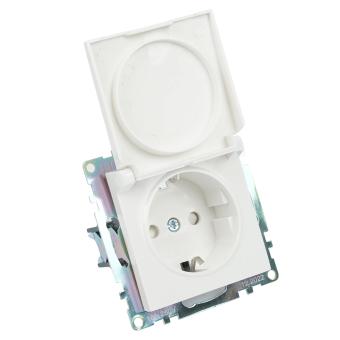 Розетка 1-м 16А С/У З/К со шторками с крышкой IP20 Белый Катрин