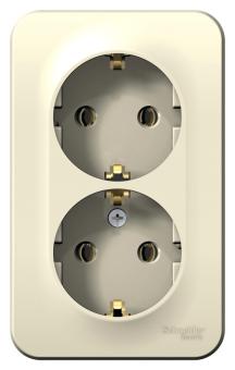 Розетка 2-м 16А О/У З/К изолирующая пластина Молочный Blanca